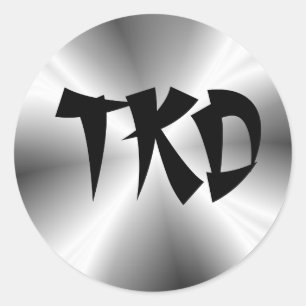 Autocollant rond TKD argent Faux