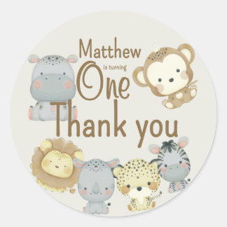 Autocollant ronde Boho Safari Anniversaire