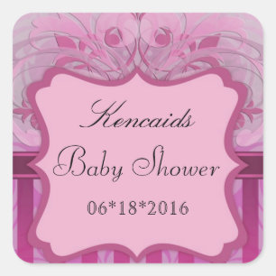 Autocollant rose de carré de baby shower de