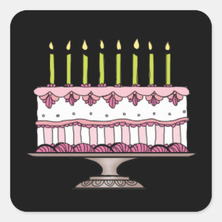 Autocollant rose de gâteau d'anniversaire