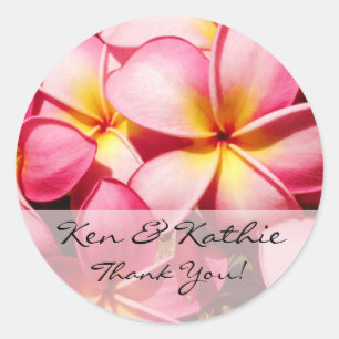 Autocollant rose de Merci de mariage de Plumeria