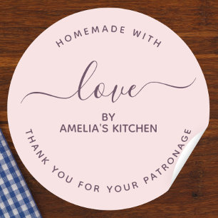 Autocollant Rose Fait maison avec amour merci