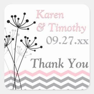 Autocollant rose, gris, blanc floral Chevron