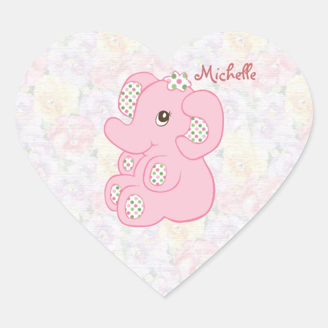 Autocollant rose mignon fille fille éléphant (Devant)