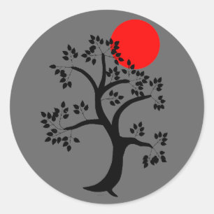 Autocollant rouge d'arbre de Sun