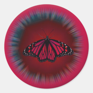 Autocollant rouge de mandala de papillon