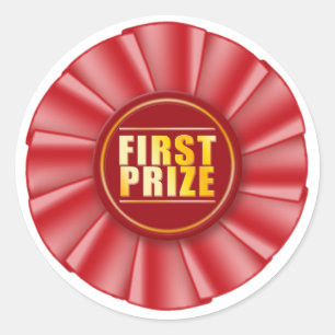 autocollant rouge de premier prix de rosette