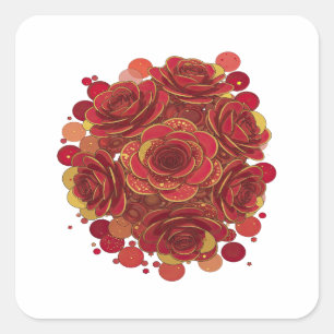 Autocollant Rouge Dynamique ROSES ROUGES ET ÉTOILE