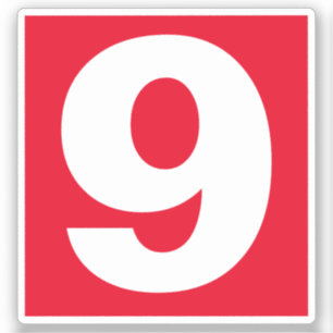 Autocollant rouge et blanc numéro neuf
