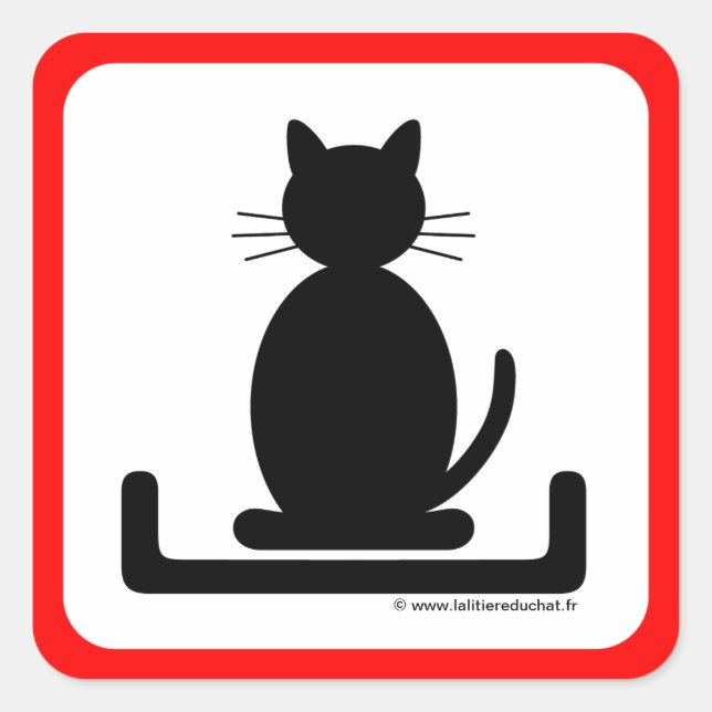 Autocollant Rouge et Noir "La Litière du Chat" (Devant)