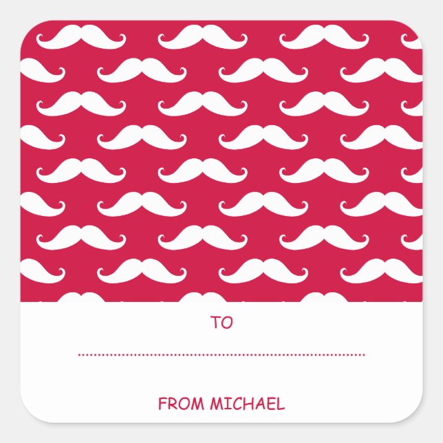 Autocollant rouge Mustache Valentine (Devant)