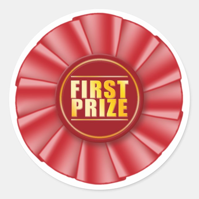 autocollant rouge rosette premier prix (Devant)