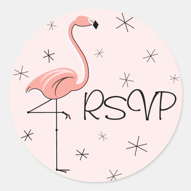 Autocollant RSVP rose Flamant rose (Devant)