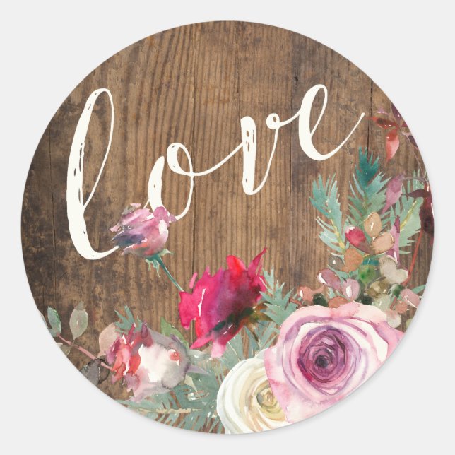 AUTOCOLLANT | Rustic Wood Love Floral Lights Maria (Devant)
