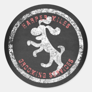 autocollant rustique avec logo craie happy dog