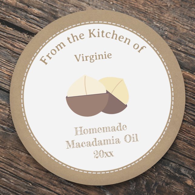 Autocollant Rustique de Étiquette d'huile de Macad (Kraft Rustic Macadamia Oil Label Sticker)