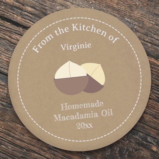Autocollant Rustique Macadamia Oil Étiquette (Rustic Macadamia Oil Label Sticker)