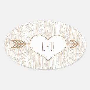 Autocollant Rustique Mariage Woodgrain