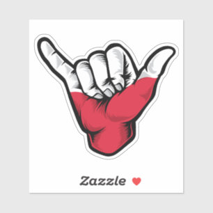 Autocollant Shaka Hand Drapeau Pologne Good Vibes