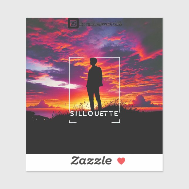 Autocollant Silhouette Coucher de soleil (Feuille)