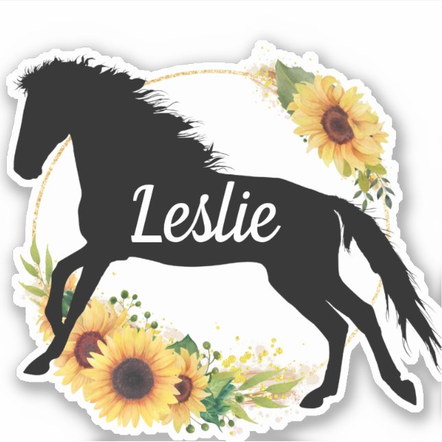 Autocollant silhouette de cheval de nom personnali (Devant)