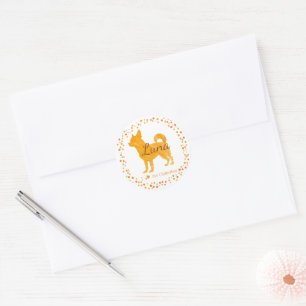 Autocollant silhouette de chihuahua orange pastel 