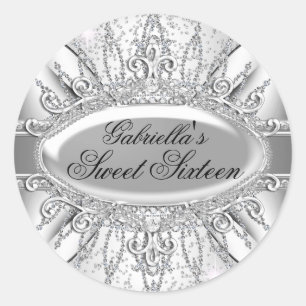 Autocollant Silver Sparkle Diamond Sweet 16