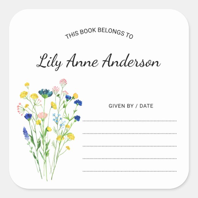 Autocollant simple Baby shower Fleur sauvage (Devant)