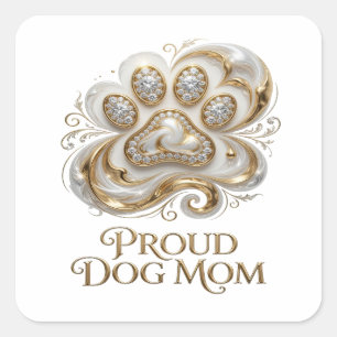 Autocollant Snappy Gold PROUD DOG MOM impression