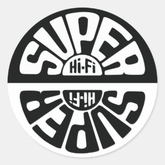Autocollant Super Hi-Fi Noir/Blanc rond