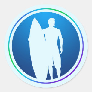 Autocollant Surfer et Surfboard