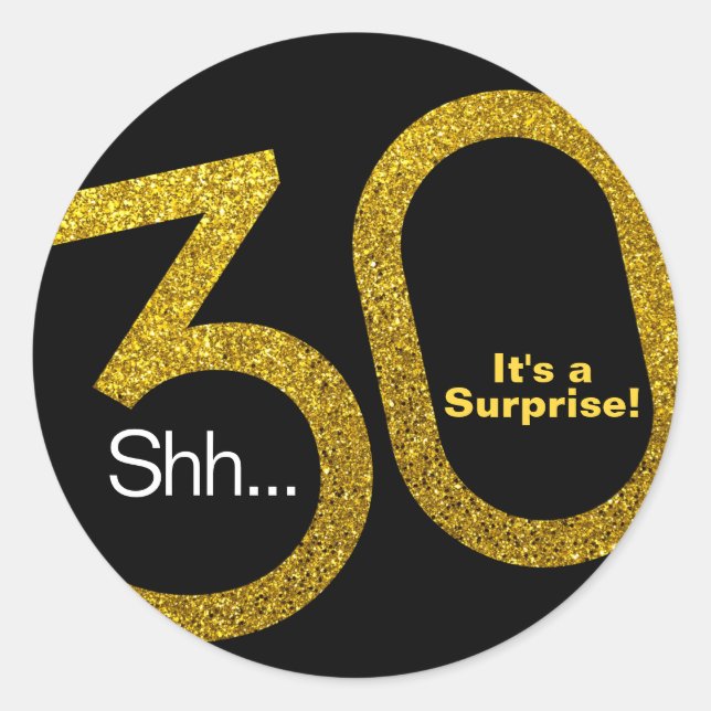 Autocollant Surprise Gold Parties scintillant 30 (Devant)