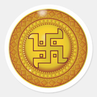 Autocollant Swastik hindou doré