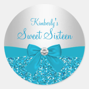Autocollant Sweet Sixteen Arc Bleu Pailleté