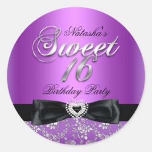Autocollant Sweet Sixteen Jewel Bow & Floral Lace