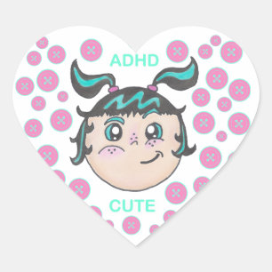 Autocollant TDAH avec illustration "TDAH Mignon"