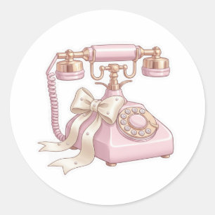 Autocollant Téléphone Rotary Rose Vintage - Esthét