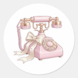 Autocollant Téléphone Rotary Rose Vintage - Esthét