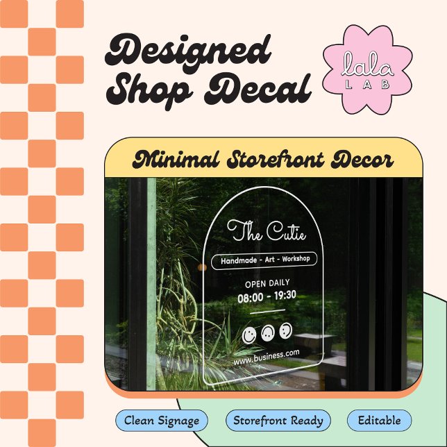 Autocollant tendance blanc pour vitrine de magasin (Créateur téléchargé)