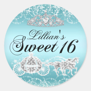 Autocollant Thème Princesse Blue Sparkle Sweet 16