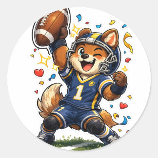 AUTOCOLLANT TOUCHÉ CHIEN DE FOOTBALL MIGNON