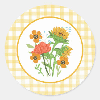 Autocollant tournesol gingham jaune