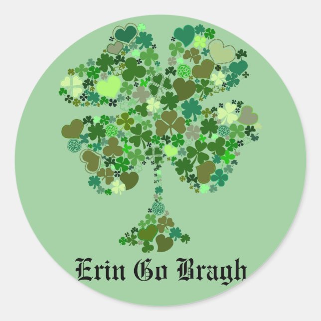Autocollant trèfle à quatre feuilles Erin Go Bragh (Devant)