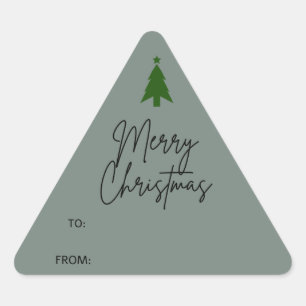 Autocollant triangle cadeau de Noël Boho vert