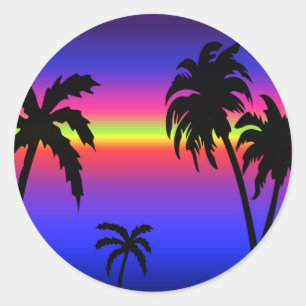 Autocollant tropical de coucher du soleil de