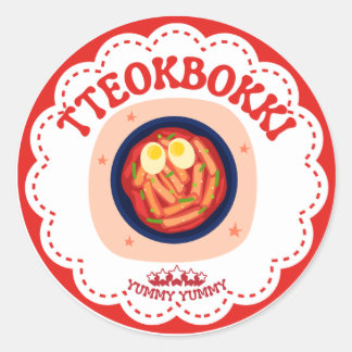 Autocollant Tteokbokki coréen | Étiquette ronde de