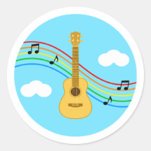 Autocollant Ukulele Ciel Arc-en-ciel Musique Enfan