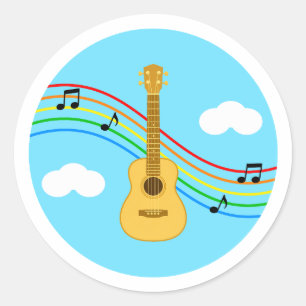 Autocollant Ukulele Ciel Arc-en-ciel Musique Enfan