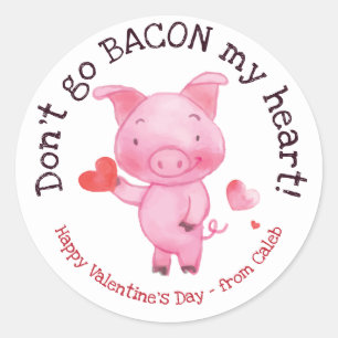Autocollant Valentine de porc aquarelle