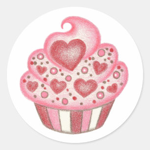 Autocollant Valentine Heart Cupcake